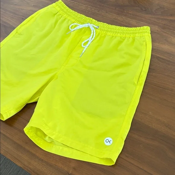 Outerknown Nomadic Volley Shorts Neon Yellow Athletic Swim Outdoor Surf Medium - Picture 3 of 6